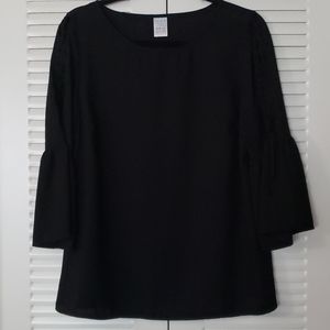 Time and Tru black bell-sleeve blouse